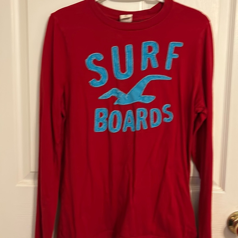 Hollister, long sleeve red T-shirt, size M